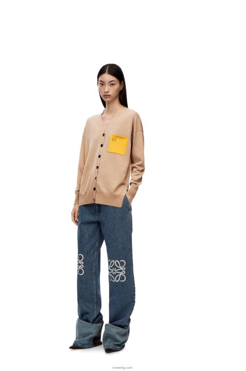 Loewe вълнена жилетка с джоб анаграма F84B8992 Жени камила