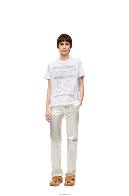Loewe стандартна тениска от памук F84B8770 Жени бяло/сиво