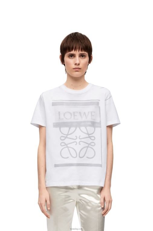Loewe стандартна тениска от памук F84B8770 Жени бяло/сиво