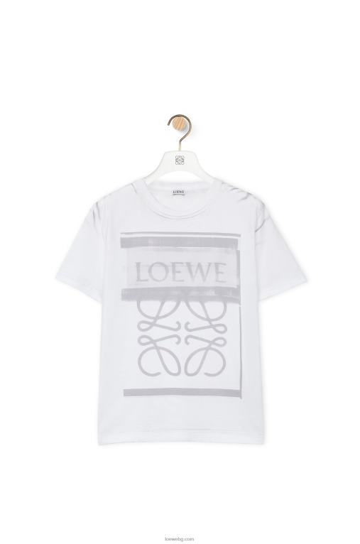 Loewe стандартна тениска от памук F84B8770 Жени бяло/сиво