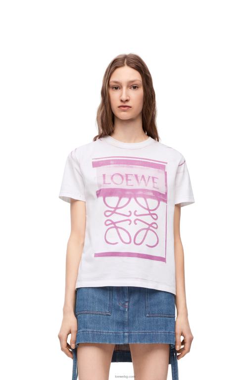 Loewe стандартна тениска от памук F84B8771 Жени бяло/розово многоцветно