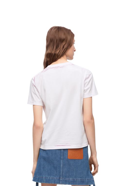Loewe стандартна тениска от памук F84B8771 Жени бяло/розово многоцветно