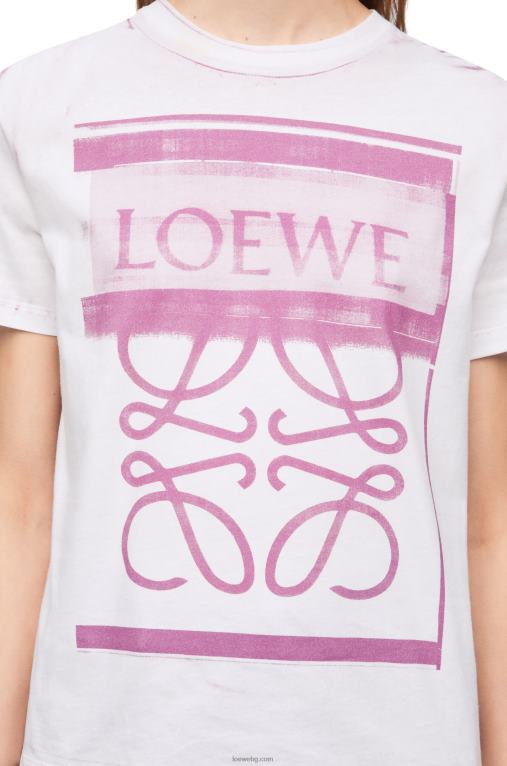 Loewe стандартна тениска от памук F84B8771 Жени бяло/розово многоцветно