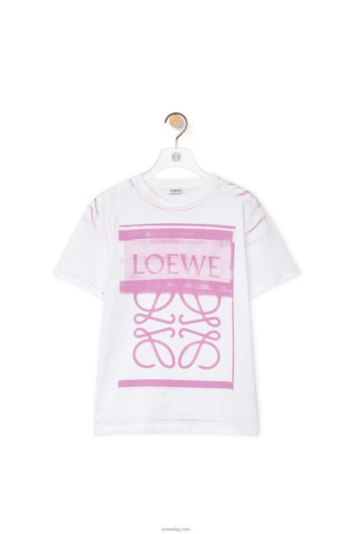 Loewe стандартна тениска от памук F84B8771 Жени бяло/розово многоцветно