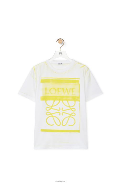 Loewe стандартна тениска от памук F84B8772 Жени бяло/жълто