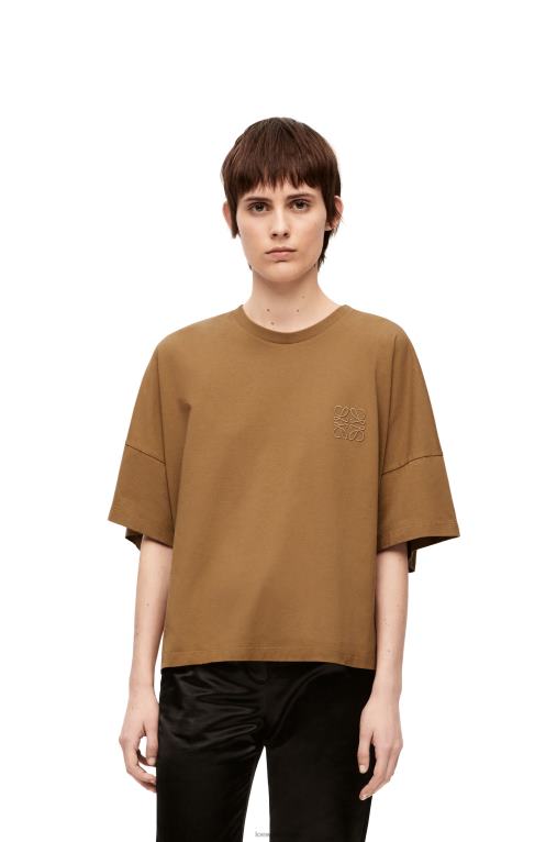 Loewe памучна тениска с квадратна форма F84B8781 Жени тъмна камила