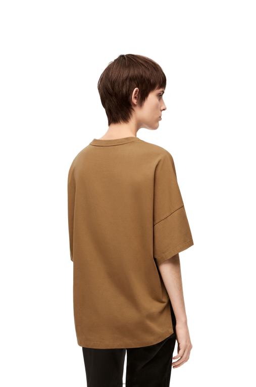 Loewe памучна тениска с квадратна форма F84B8781 Жени тъмна камила