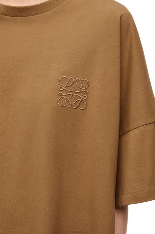 Loewe памучна тениска с квадратна форма F84B8781 Жени тъмна камила