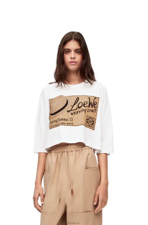 Loewe тениска с шапка от памук F84B8792 Жени бяло