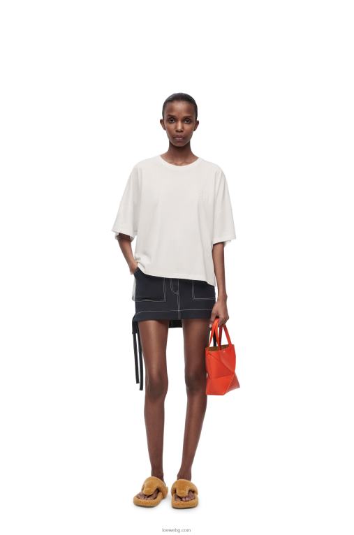 Loewe памучна тениска с квадратна форма F84B8800 Жени бяло