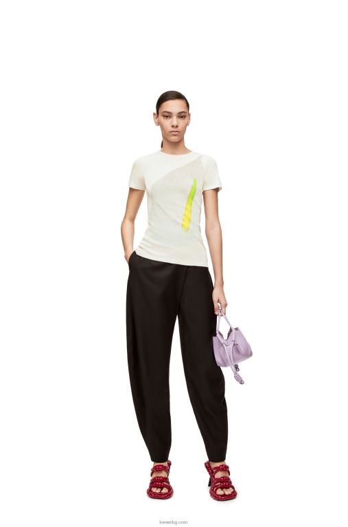Loewe горна част от антуриум от оребрено памучно трико F84B8883 Жени бяло/многоцветно