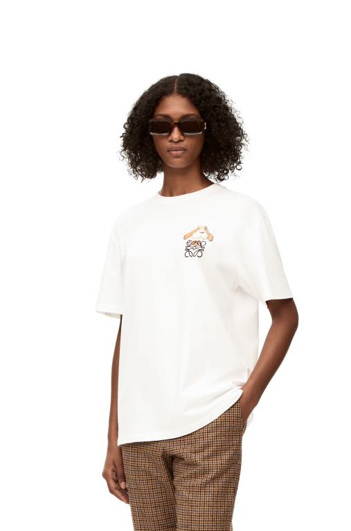 Loewe тениска Heen Anagram от памук F84B8845 Жени бяло