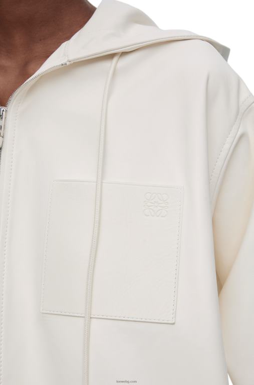 Loewe яке с качулка от агнешка кожа напа F84B81105 Жени бяло