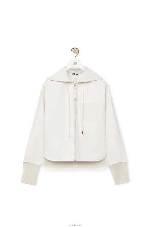 Loewe яке с качулка от агнешка кожа напа F84B81105 Жени бяло