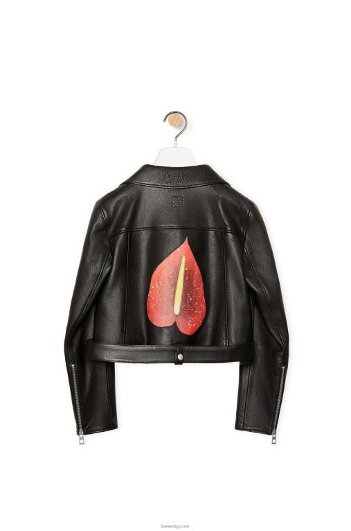 Loewe байкърско яке от антуриум в напа F84B81110 Жени черен/многоцветен