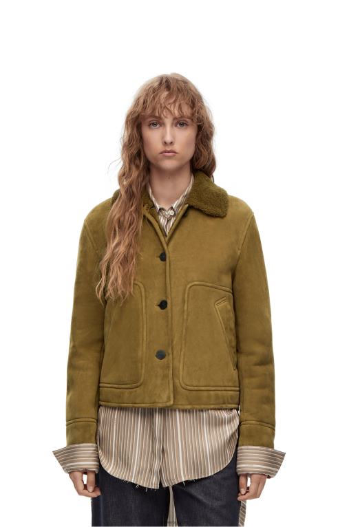 Loewe късо яке от овчарки F84B81125 Жени каки зелено