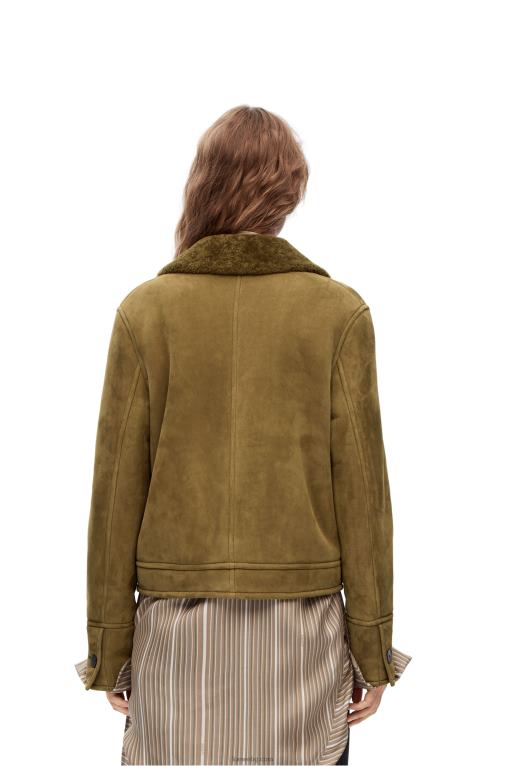 Loewe късо яке от овчарки F84B81125 Жени каки зелено