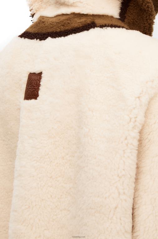 Loewe яке с качулка от стригана F84B81126 Жени почти бяло/кафяво