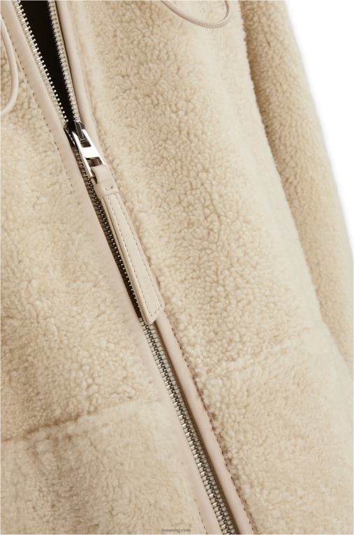 Loewe яке с качулка и цип от овче F84B81142 Жени кремаво/синьо/лилаво