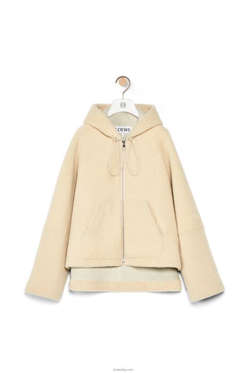 Loewe яке с качулка и цип от овче F84B81142 Жени кремаво/синьо/лилаво