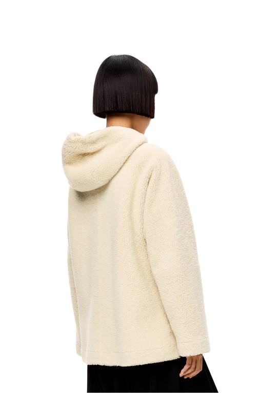 Loewe яке с качулка и цип от овче F84B81151 Жени меко бяло/тен