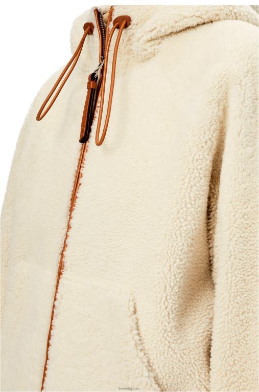 Loewe яке с качулка и цип от овче F84B81151 Жени меко бяло/тен