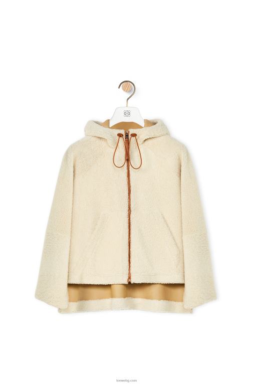 Loewe яке с качулка и цип от овче F84B81151 Жени меко бяло/тен