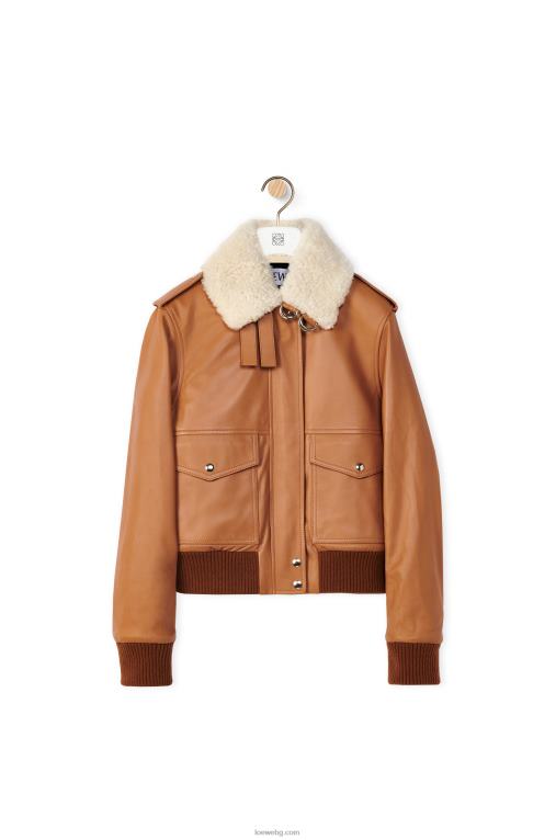 Loewe авиаторско яке от напа F84B81158 Жени тофи/бяло