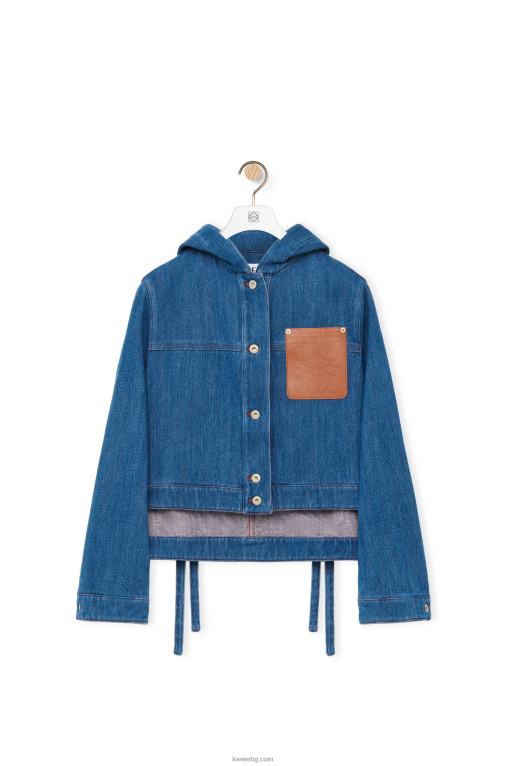 Loewe изрязано работно яке от деним F84B81162 Жени синьо червено