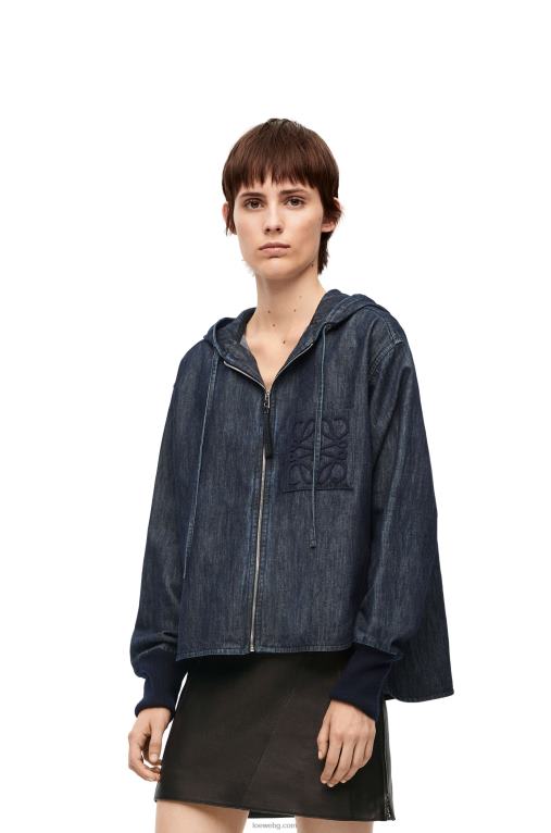 Loewe дънково яке с качулка F84B81164 Жени индиго
