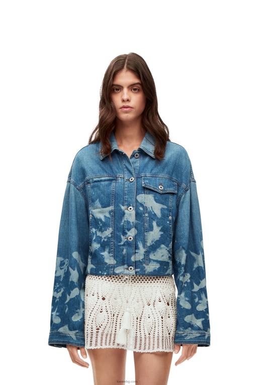 Loewe изрязано яке с рибка от деним F84B81169 Жени светло синьо/бяло