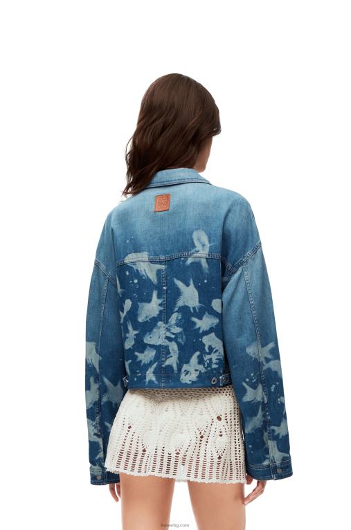 Loewe изрязано яке с рибка от деним F84B81169 Жени светло синьо/бяло