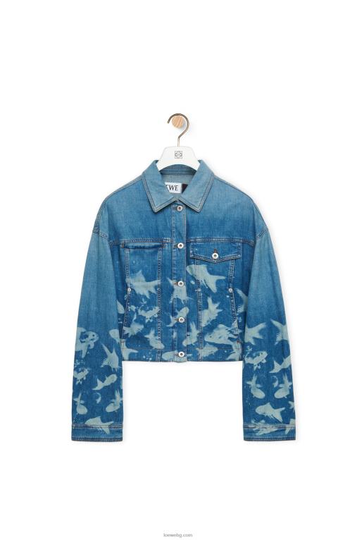 Loewe изрязано яке с рибка от деним F84B81169 Жени светло синьо/бяло