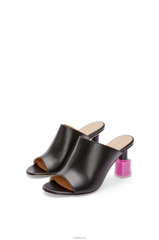 Loewe лак за нокти муле от телешка кожа F84B8757 Жени черно/розово