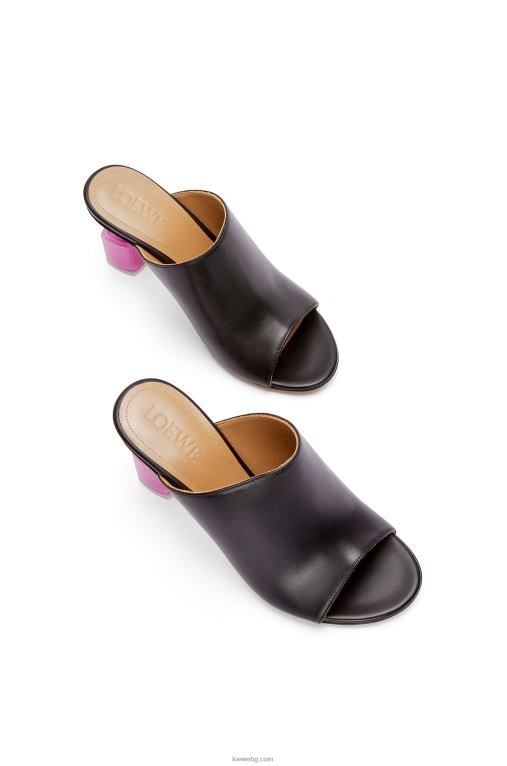 Loewe лак за нокти муле от телешка кожа F84B8757 Жени черно/розово