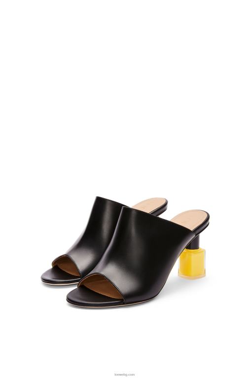 Loewe лак за нокти муле от телешка кожа F84B8759 Жени черно/жълто