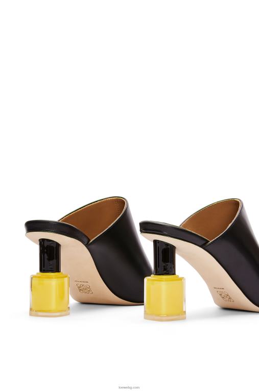 Loewe лак за нокти муле от телешка кожа F84B8759 Жени черно/жълто