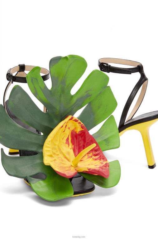 Loewe сандал с венчелистчета от агнешка кожа F84B8690 Жени черен