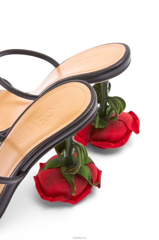 Loewe сандали с розов ток от козя кожа F84B8714 Жени черен
