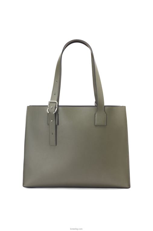 Loewe хоризонтална чантичка с катарама от класическа телешка кожа F84B8180 мъже каки зелено