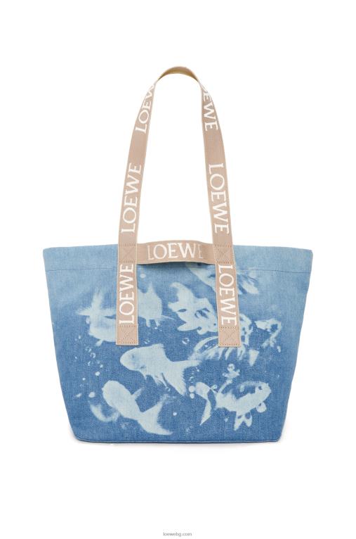Loewe сгъваем шопер от деним F84B867 мъже светло синьо/естествено