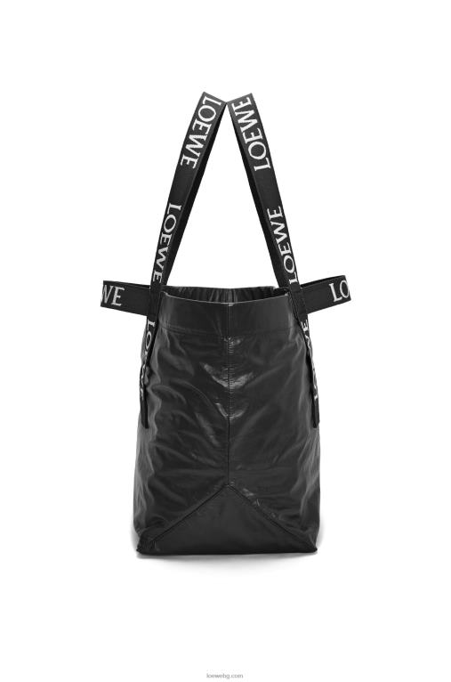 Loewe сгъваем купувач в телешка кожа от хартия F84B868 мъже черен