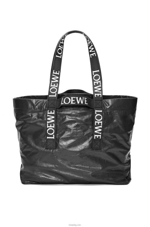 Loewe сгъваем купувач в телешка кожа от хартия F84B868 мъже черен