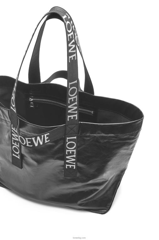 Loewe сгъваем купувач в телешка кожа от хартия F84B868 мъже черен