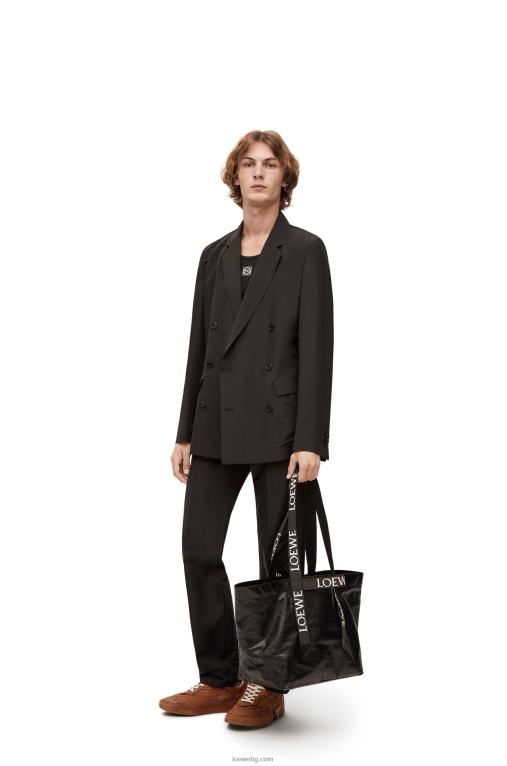 Loewe сгъваем купувач в телешка кожа от хартия F84B868 мъже черен