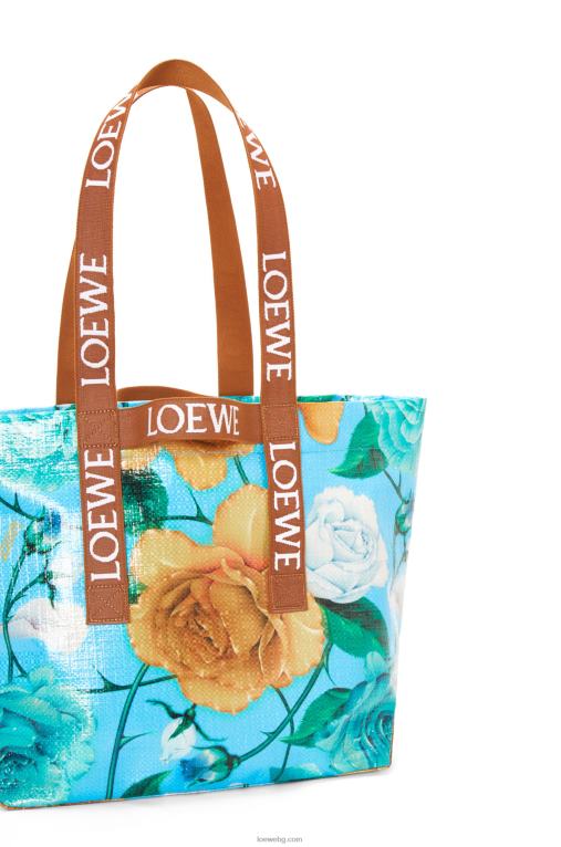 Loewe сгъваем шопер от рециклирано платно с покритие F84B876 мъже небесно синьо/тен