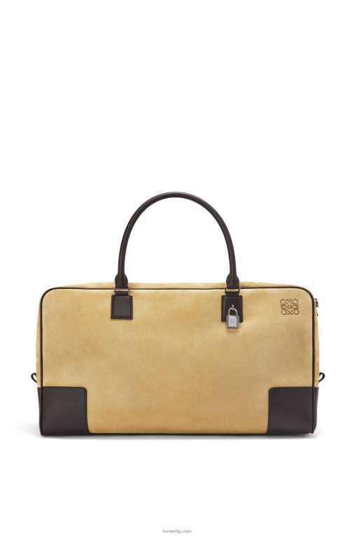 Loewe чанта amazona 44 от велур и телешка кожа F84B8160 мъже златисто/шоколадово кафяво