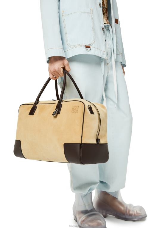 Loewe чанта amazona 44 от велур и телешка кожа F84B8160 мъже златисто/шоколадово кафяво