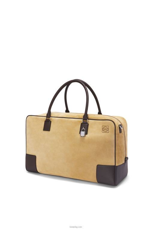 Loewe чанта amazona 44 от велур и телешка кожа F84B8160 мъже златисто/шоколадово кафяво