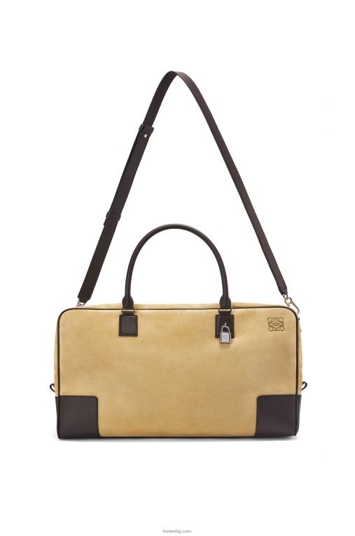 Loewe чанта amazona 44 от велур и телешка кожа F84B8160 мъже златисто/шоколадово кафяво